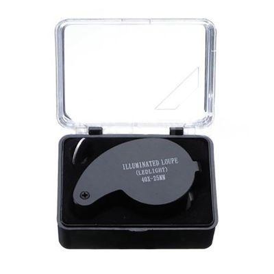40X 25mm Glass Magnifier Loop Magnifying Glass Jeweler Eye Jewelry Loupe LED