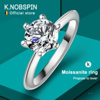 Knobspin 925แหวนเงินเพชรโมอิสที่มีใบรับรองอัญมณีสำหรับงานแต่งงานงานหมั้นแหวนสำหรับผู้หญิง