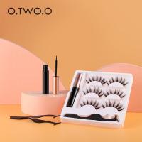 O.TWO.O Cat Eye Magnetic Eyelashes Natural Reusable Makeup Tools 3D Mink False Eyelashes with Eyeliner Tweezer Set