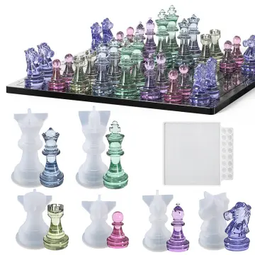 Tic Tac Toe Resin Mold with 5 Chess Pieces Molds, X O Board Game