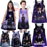 Wednesday Addams เสื้อยืดแฟชั่นสำหรับเด็กพิมพ์ลายตัวละคร3D ENX Wednadams เสื้อเด็ก