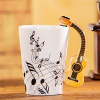 400ml Music Mug Creative Violin Style Guitar Ceramic Mug Coffee Tea Milk Stave Cups with Handle Coffee Mugs Novelty Gifts