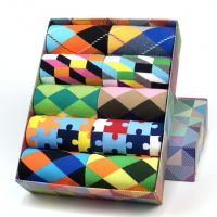 【jw】❖∋  5 Pairs Mens Cotton Colorful Pattern Fashion Happy Crew Socks