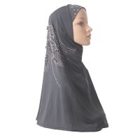 【YF】 Muslim Women Girls Hijab Scarf Shawls Soft Stretch Material Beautiful Diamond Pearl Nice Pattern