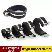 M6M8M10M12 M46 304 stainless steel rubber lined R-type pipe clamps cable installation clamps wire riding card fixed hose clamps