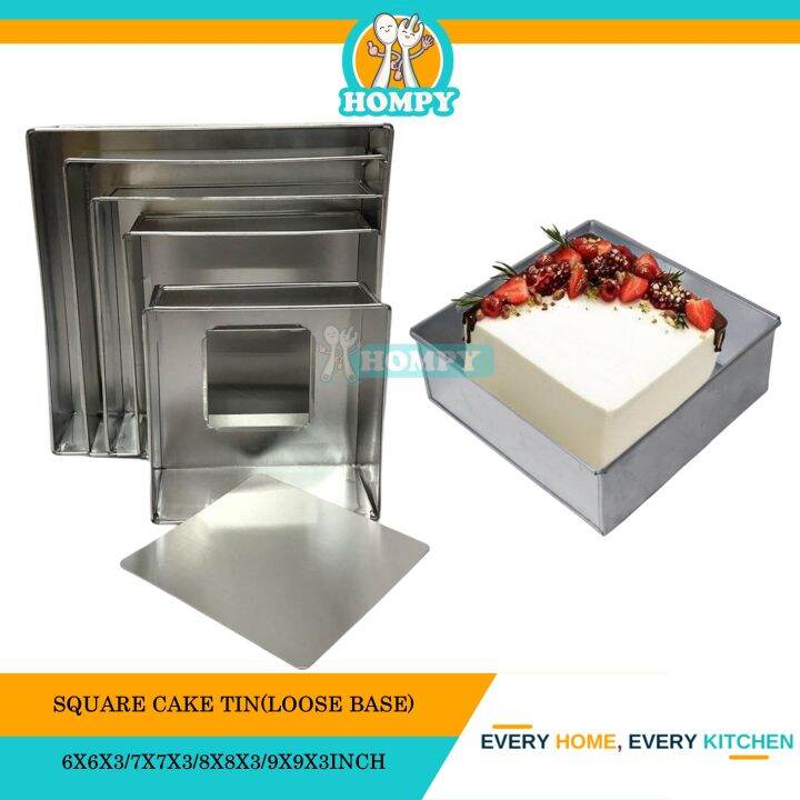 Aluminium Segi Empat Loyang Kek / Aluminium Square Cake Tin Loose Base