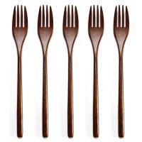 5pcs Wooden For Kids Adult Salad Fork Tableware Dinner Flatware Eco-friendly Dinnerware Japanese Silver Cutlery