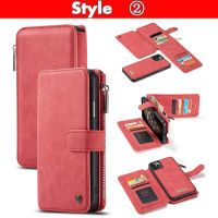 Zipper Wallet Leather SE  Case For iPhone 13 12 Mini 11 Pro XS Max XR X 8 7 Plus Flip Magnetic Cards Removable Phone Cover