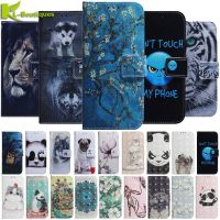 Painted Animal Leather Wallet Phone Case for Samsung Galaxy A10 A50 A20 A30 A40 A70 A20E A30S A10S Cover Wolf Dog Pattern Cases