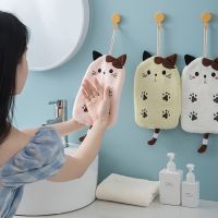 Kitchen Cartoon cat Hand Towels Bathroom Hand Towel with Hanging Loops Quick Dry Soft Absorbent Microfiber Towels