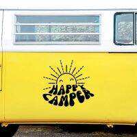 [Uu film pasting] Happy Camper สติกเกอร์ตกแต่งรถเอสยูวีคาราวานและสติ๊กเกอร์ติดประตูของตกแต่งหน้าต่างชิ้นส่วนอุปกรณ์ไวนิล