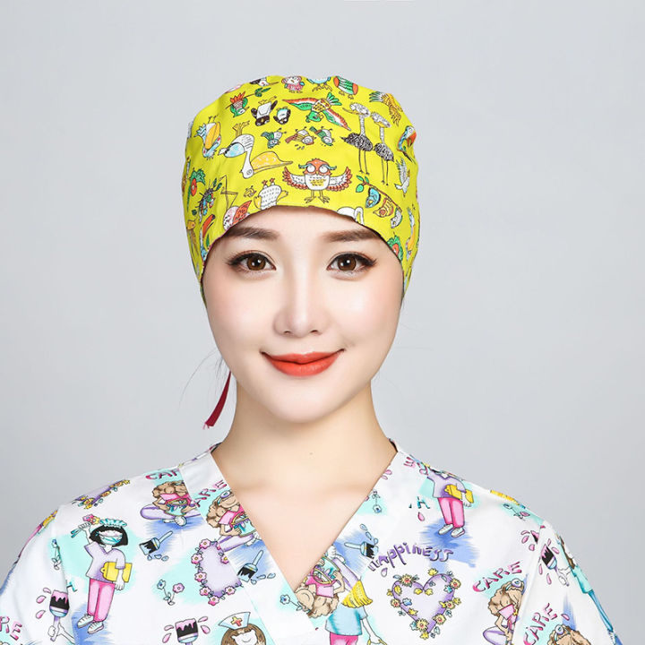 xuchen-หมวกหมวกยางยืดพิมพ์ลายหมวกห้องผ่าตัด-อุปกรณ์ทางการแพทย์ผ้าคอตตอนหมวกผ่าตัดแฟชั่น