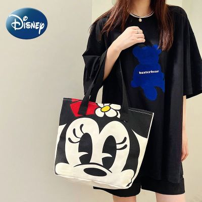 ZZOOI Disney Girls Tote Bag Mickey Mouse Large Capacity Durable Shoulder Fashion Canvas Single Shopping Bag for Women
