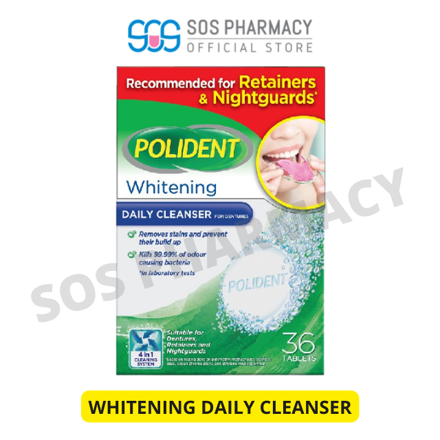 Polident Denture + Retainer Cleaning Tablets + Whitening Cleanser (36's