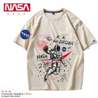 ۞ เสื้อยืดแขนสั้น ผ้าฝ้าย ทรงหลวม ลาย NASA สไตล์สปอร์ต สําหรับผู้ชาย