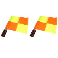 2X Soccer Referee Flags with Carrying Bag Football Judge Linesman Sideline Fair Play Sports Match Flags Equipment