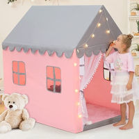 Childrens Tent Princess Tent Star Light String 2pcs Windows Playhouse Tent Large Space Fairy Castle Tent for Room Decor