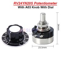 RV24YN20S 1K 2K 5K 10K 20K 50K 100K 1M Ohm 1Sets 3pcs/lot Single Turn Carbon Film Rotary Taper Potentiometer With A03 0-100 Knob