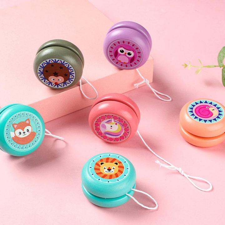 Cute Animal Print Wooden Yoyo Toys Toy Kids YoYo Creative For Children