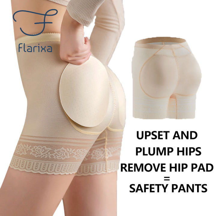 Womens Seamless Butt Lifter Panties Padded Removable Butt Pad Lace