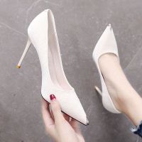 ☋ cri237 High heels stiletto white womens shoes new black professional pointed toe shoes