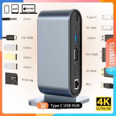 CERASTES NEW USB C HUB Type C to Multi 4KHD RJ45 VGA 4 USB 3.0 PD Power Adapter Docking Station for MacBooks Laptop Hub