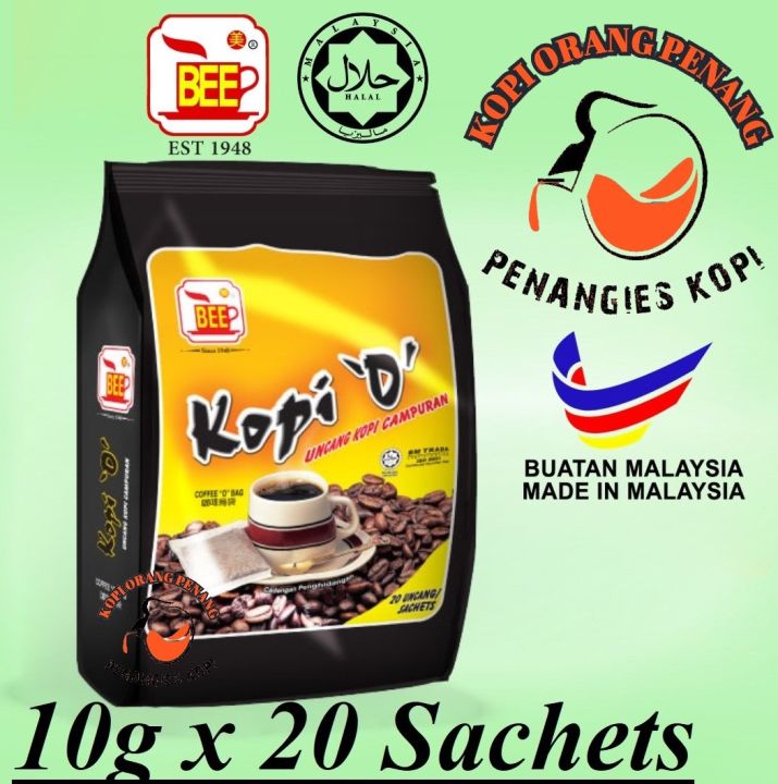 BEE Penang Kopi O Kosong (No Sugar) 20’s x 10g 新建美槟城无糖咖啡乌 Lazada