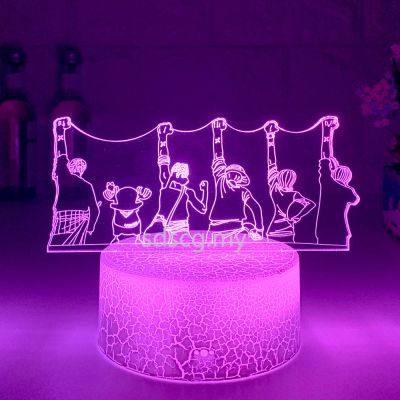 ◐ One Piece Night Light Luffy Sanji Zoro Nami Chopper 3D LED Illusion Table Lamp Touch Optical Action Figure Lamp Bedside Decor Desk Lamps