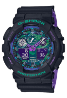 Casio G-Shock นาฬิกาข้อมือผู้ชาย สายเรซิ่น รุ่น GA-100BL,GA-100BL-1A,GA-100BL-1ADR - สีดำ-ม่วง