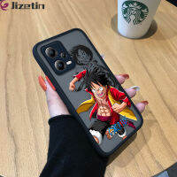 Jizetin Xiaomi Redmi โน้ต12 5G Xiaomi Poco X5 5G เคสแข็งขอบเคสนิ่มใส่โทรศัพท์ลายการ์ตูนลูฟี่มีน้ำค้างแข็งโปร่งใสกันกระแทกคลุมทั้งหมดปกป้องกล้อง