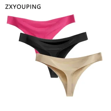 Women C-String Invisible Panty Solid Color Strapless Elegant Thong
