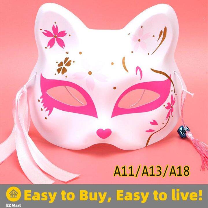 【Fast Shipping】 Pink Fox Mask Japanese Cosplay Mask Anime Kabuki