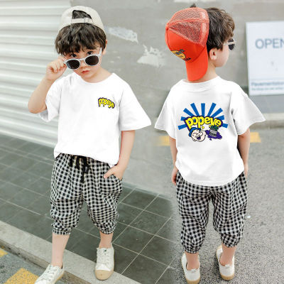 【Childrens Set】Summer Childrens Clothing Boys Girls Fashion Casual Suit Kids Print T-shirts + Pants Two-piece