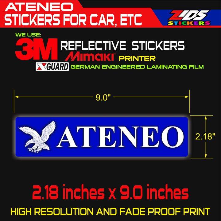 ateneo logo 3M reflective printed laminated sticker for cars, motorcyle