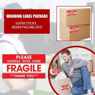 100pcs Fragile Warning Sticker For Package PLEASE CARE WITH Label Box HANDLE Stickers C1F8