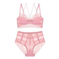 Varsbaby new french style sexy ultra-thin floral lace underwear unlined beauty back bra sets