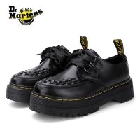 kfe901 DR.MARTENS พร้อมส่ง Daigou Dr. รองเท้าบูทมาร์ติน หนังวัวแท้ ผ้าออกซ์ฟอร์ด พื้นหนา ประดับโบว์ ขนาดเล็ก สไตล์อังกฤษ สําหรับผู้หญิง