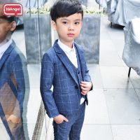 IQANGEL Boys childrens suit Boys Plaid Suit 3 Piece (Includes Top, Pants and Vest) kids party suit ngh