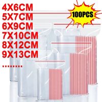 【CW】℗卐  100pcs Transparent Plastic Reusable PE Thicken Sealed Storage Food Jewelry Packing Organizer