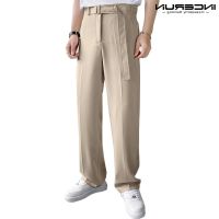 COD SDFERTREWWE INCERUN Mens Korean Style Casual Solid Color With Belt Plain Long Pants