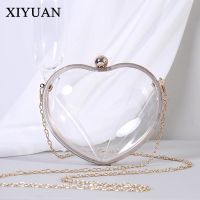 XIYUAN New Acrylic Transparent Women Clutch Bag Luxury Messenger Bag Heart Shape Handbags For Female Stylish Evening Bags