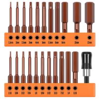 23Pcs Wrench Drill Bit Hex Head Allen Wrench Drill Bit Set Metric SAE S2 Steel Hex Bits Set 65mm Long Magnetic Screwdriver Bits