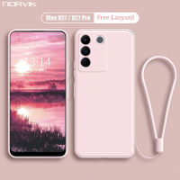 NORVIK เคสกันกระแทกเลนส์เคสโทรศัพท์สำหรับ Vivo V27 / V27 Pro ฝาหลัง TPU แบบนิ่มที่เป็นซิลิโคนเหลวขอบตรงพร้อมสายคล้อง N26-D2