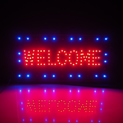 ป้ายไฟ LED Welcome ป้ายไฟหน้าร้าน ป้ายไฟประดับ ป้ายไฟร้าน ป้ายโฆษณา ป้ายไฟตัวอักษร ป้ายไฟวิ่ง ขนาด 25 x 48 เซนติเมตร