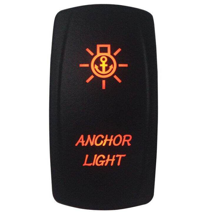 Marine Grade Waterproof IP68 ANCHOR LIGHT Rocker Switch Orange Led 5