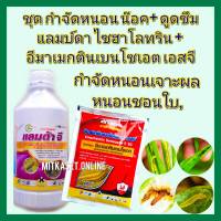 ชุด กำจัดหนอน   สารกำจัดหนอน ชนิดน๊อค+ดูดซึม แลมบ์ดา ไซฮาโลทริน 1ลิตร+อีมาเมกตินเบนโซเอต100g ยาฆ่าหนอน หนอนเจาะ หนอนชอนใบ หนอนกระทุ้