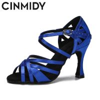 CINMIDY Silk Satin Dance Shoes Ballroom High Heel Dance Shoes For Girls Women Latin  Dance Shoes Indoor Soft Sole Party Shoes