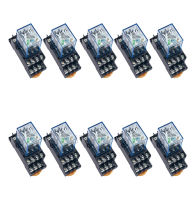 10PCS MY4รีเลย์ MY4NJ Din Rail Mount Socket ฐาน14 Pins 12V24V 110V220V MY4N รีเลย์สวิทช์