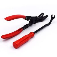 CHIZIYO {7ho car tools} คลิปยึดรีเว็ตพลาสติก Alat Pencabut Paku ประตูรถพลาสติก2ชิ้น/ชุดถอดคีมคลิปชุดตัวยึดแบบรวมหัวเข็มขัดชุดซ่อมแซม