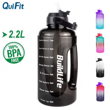 Drinking Bottle with Straw BPA Free 3.78Litre Big Water Bottle Time Green  Pink